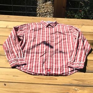 Canterbury of New Zealand long sleeve plaid Red and white size Lg Like New